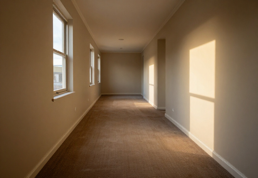 Restored carpet and walls after water damage treatment in Rhodes
